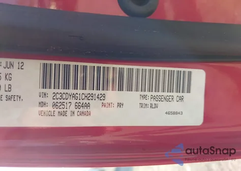 2012 Dodge Challenger Sxt from USA, damaged, VIN 2C3CDYAG1CH291429